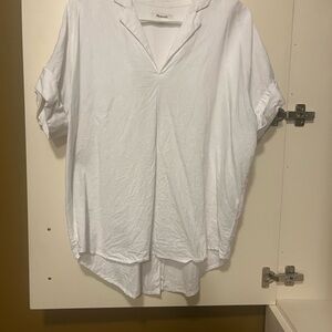 Madewell White Linen Blend Popover Shirt Sz L